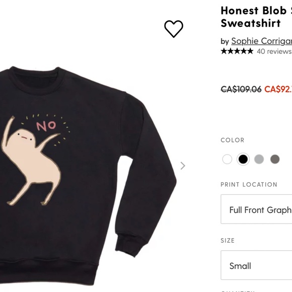Society6 Honest Blob Says No crew neck sweater - Picture 2 of 7